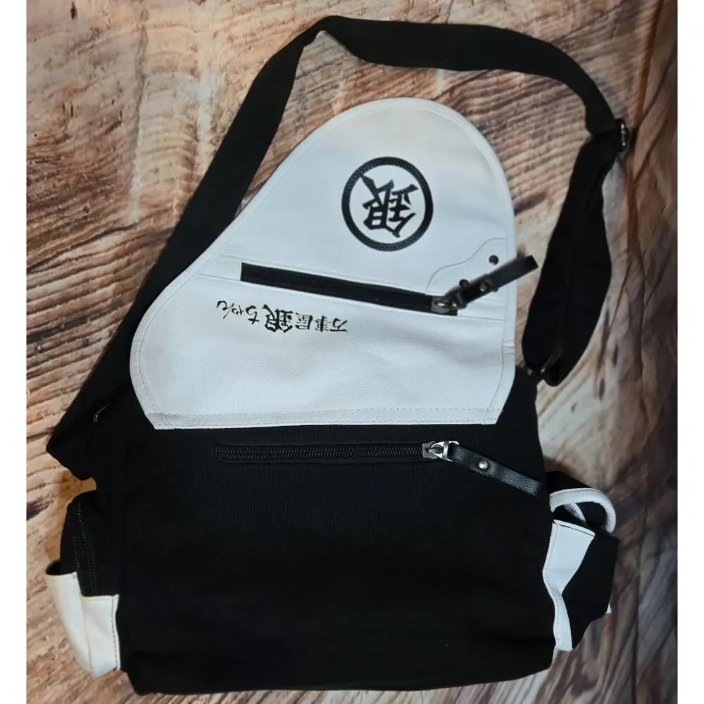 Yorozuya Gin-chan(Gin-Silver)Messenger bag white/ black Faux leather and Canvas